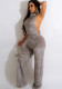 Women Sexy Sleeveless High Stretch Low Back Loose Jumpsuit