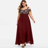 Spring/Summer Plus Size Off Shoulder Flower Lace Sling Chiffon Dress