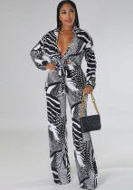 Sexy Printed Nightclub Lace-Up Two-Piece Pants Set Sexy Printed Nightclub Lace-Up Two-Piece Pants Set