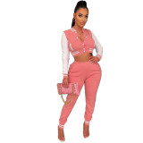 Women's Winter Fashion Ribbed Multicolor Baseball Uniform Set