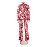 Sexy Printed Nightclub Lace-Up Two-Piece Pants Set