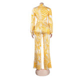 Sexy Printed Nightclub Lace-Up Two-Piece Pants Set