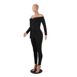 Sexy deep v women's long-sleeved off-the-shoulder Jumpsuit