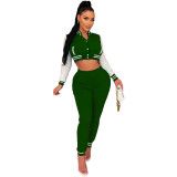 Women's Winter Fashion Ribbed Multicolor Baseball Uniform Set