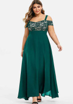 Spring/Summer Plus Size Off Shoulder Flower Lace Sling Chiffon Dress