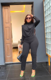 Long Sleeve Cardigan Round Neck Top Slim Pants Business Women's Two Piece
