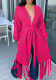 Women Long Sleeve Fringe Cardigan Sweater