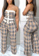 Women Off Shoulder Print Patchwork Strapless Jumpsuit