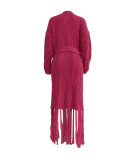 Women Long Sleeve Fringe Cardigan Sweater