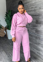 Fashion Sports Hooded Fall Winter Straight Casual Trousers Two Piece Fashion Sports Hooded Fall Winter Straight Casual Trousers Two Piece