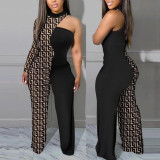 Sexy Contrast Patchwork Fashion Print Jumpsuit