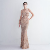 Velvet Sequin Sling Sequin Long Formal Party Slim Evening Dress