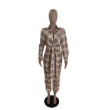 Women's Tie Dye Check Sexy Loose Jumpsuit