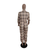 Women's Tie Dye Check Sexy Loose Jumpsuit