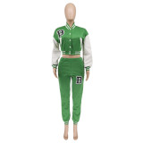 Women's Letter Print Casual Two-Piece Patchwork Tracksuit