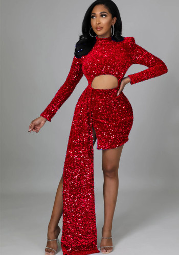 Fleece Sequin Sexy Women's Dress