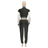 Women's Letter Print Casual Two-Piece Patchwork Tracksuit