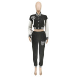 Women's Letter Print Casual Two-Piece Patchwork Tracksuit
