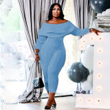 Fall/Winter Women's Plus Size Loose Ruffle High Stretch Sexy Ribbed Jumpsuit