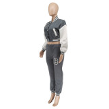 Women's Letter Print Casual Two-Piece Patchwork Tracksuit