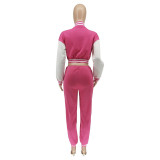 Women's Letter Print Casual Two-Piece Patchwork Tracksuit