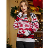 Sweater Couple Men's Women's Christmas Sweater Round Neck Elk Jacquard Long Sleeve Sweater
