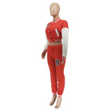 Women's Letter Print Casual Two-Piece Patchwork Tracksuit