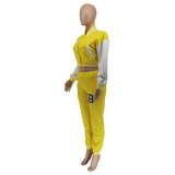 Women's Letter Print Casual Two-Piece Patchwork Tracksuit