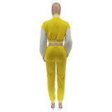 Women's Letter Print Casual Two-Piece Patchwork Tracksuit