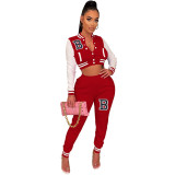 Women's Letter Print Casual Two-Piece Patchwork Tracksuit