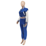 Women's Letter Print Casual Two-Piece Patchwork Tracksuit