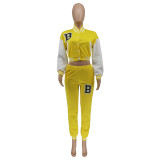 Women's Letter Print Casual Two-Piece Patchwork Tracksuit