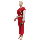 Women's Letter Print Casual Two-Piece Patchwork Tracksuit