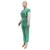 Women's Letter Print Casual Two-Piece Patchwork Tracksuit