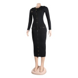 Sexy Slim Fit Solid Color Ribbed Long Bodycon Dress