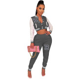 Women's Letter Print Casual Two-Piece Patchwork Tracksuit