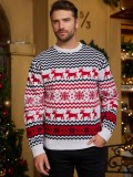 Sweater Couple Men's Women's Christmas Sweater Round Neck Elk Jacquard Long Sleeve Sweater