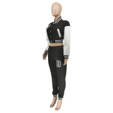 Women's Letter Print Casual Two-Piece Patchwork Tracksuit