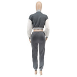 Women's Letter Print Casual Two-Piece Patchwork Tracksuit
