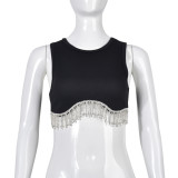 Women'S Spring Summer Round Neck Diamond Chain Patchwork Sexy Tank Top