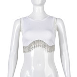 Women'S Spring Summer Round Neck Diamond Chain Patchwork Sexy Tank Top