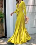 Women'S Fall Fashion V-Neck Long Sleeve Turndown Collar Loose Wide Leg Jumpsuit