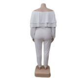 Fall/Winter Women's Plus Size Loose Ruffle High Stretch Sexy Ribbed Jumpsuit