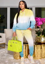 Women Casual Gradient Print Hoodies and Pant Two Piece Women Casual Gradient Print Hoodies and Pant Two Piece