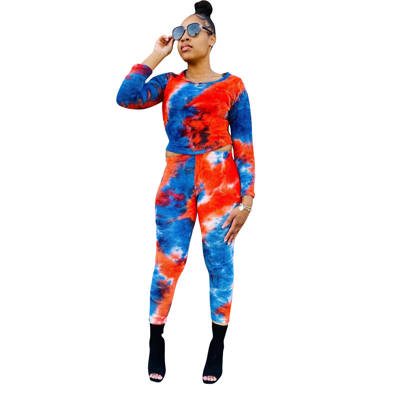 Ladies Print Top and Pant Two Piece