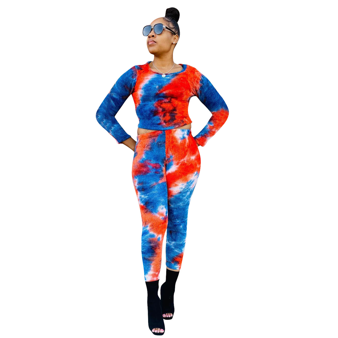 Ladies Print Top and Pant Two Piece