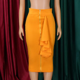 Plus Size African Women Fall Sexy Zipper Bodycon Skirt