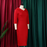 Women Elegant V-Neck Dress