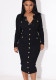 Ribbed Button Pocket Tight Fitting Stretch Dress