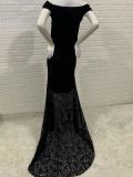 Women'S Lace Pregnant Women Trailing Short Sleeve Evening Dress Wedding Dress